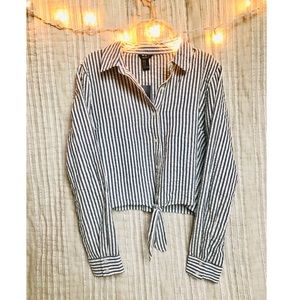 Striped button-up blouse